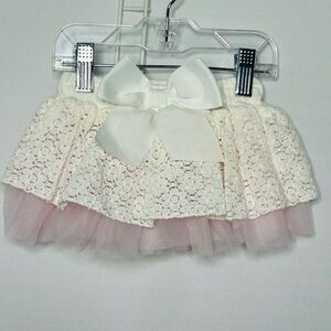 Wendy Bellissimo White and Pink Lace Tutu 3 mo